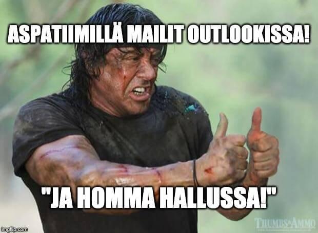 Sylvester Stallone: Mailit outlookissa - homma hallussa.